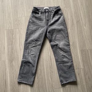 Abercrombie grey ultra high rise ankle straight jeans
